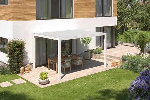 empasa Premium Pergola aus Aluminium Terrassenüberdachung mit Lamellendach aus Stahl 'Zeus' Pavillon Gartenpavillon Terrassenpavillon Überdachung, freistehend, bioklimatisch, in Zwei Größen