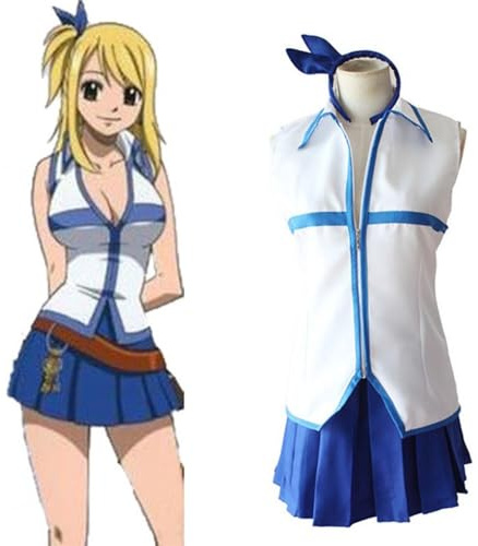 Xinnice Fair Tail, cosplay Lucy Heartfilia, disfraz de juego de rol, anime, sin mangas, traje de marinero, cosplay, vestido de fiesta de Halloween, atuendo/peluca para hombre y mujer, S - XL