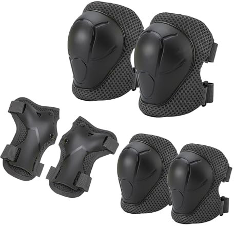 Anluomania Knieschoner Kinder, 6 in 1 Profi knieschützer inliner Kinder, Knieschützer, Ellenbogenschoner und Handgelenkschoner, Schutzausrüstung Set für Skating Radfahren Fahrrad Rollerblading