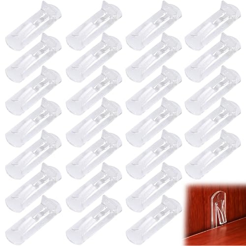 50 perni di bloccaggio in plastica trasparente per mensole, staffe autobloccanti per mensole, resistenti, per mobili da cucina, librerie, armadi, credenze