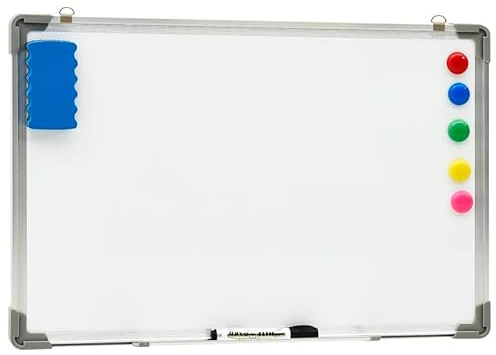 Lavagna magnetica 60 x 40 cm, superficie in acciaio bianco per ufficio, scuola e ufficio, leggera e durevole, perfetta per appunti e presentazioni
