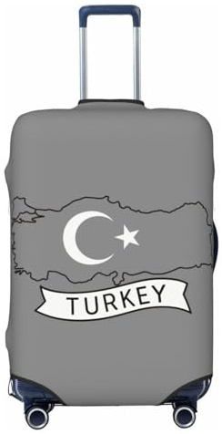 Bkdogkt Modische Kofferhülle mit Türkei-Karten-Druck, personalisierter Gepäckschutz für Reisen und Business, Schwarz, Small