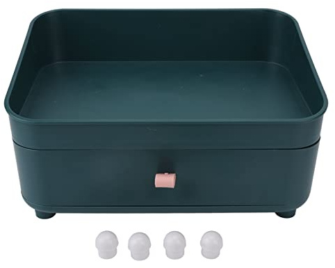 Lmrysalque Scatola portaoggetti per cosmetici appoggio Verde Grande capacità Conservazione ordinata Bordo più liscioVassoio per trucco per ufficio camera letto