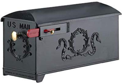 GSi Luxury Large Mailbox - Black Style 9 | Post Mount Mailbox for Outside | Parcel Mailbox for House | Includes Brass Knob, Red Flag and Hardware - Rural and Decorative 19 x 9 x 7.75” Aluminum