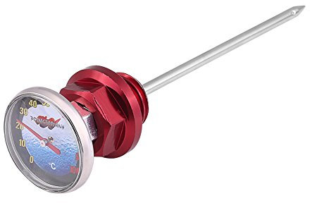 Keenso Motorrad Ölmessstab Aluminiumlegierung Ölstandsanzeige Ölmessstab Temperatur mit Thermometer für Motorrad