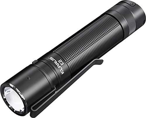 Klarus E2 1600 Lumens Rechargeable EDC Pocket Flashlight, Dual Tail Switch Tactical Flashlight with 3600mAh 18650 Battery for Camping, Search,Rescue, Security, Emergency Use