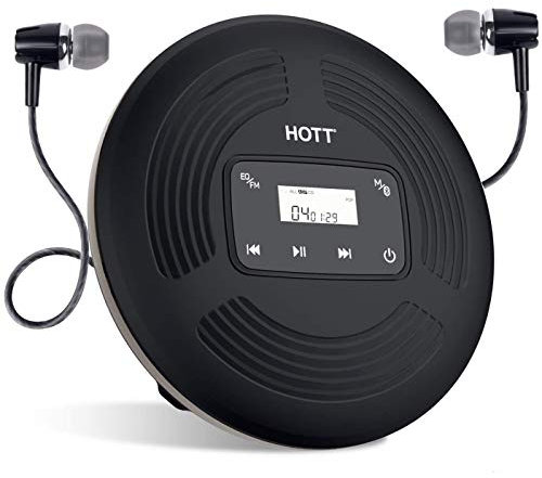 CCHKFEI Lettore CD Ricaricabile, Bluetooth Personal Compact Disc Player con Trasmettitore FM, Pulsanti Touch e Display Retroilluminazione per Casa Viaggi e Auto
