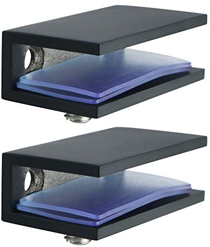 Alise Soporte de estante de vidrio ajustable para ducha, soporte de abrazadera resistente para estantes de vidrio de 8 a 12 mm, montaje en pared, abrazaderas de acero inoxidable SUS304, negro (paquete