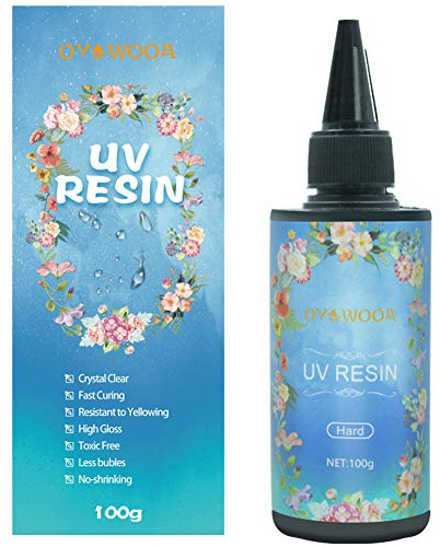 100g Resina UV de Cristal Resina Epoxi Transparente Manualidades de Curado Ultravioleta Duro para Bricolaje, Accesorios de Arte de Uñas, Pegamento de Resina UV para Fabricación de Joyas (DIY100)