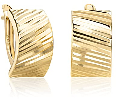 PRINS JEWELS Glänzende Creolen 14 Karat 585 Gold Gelbgold - SIT28 | Glänzende Creolen aus echtem 14 Karat 585 Gelbgold