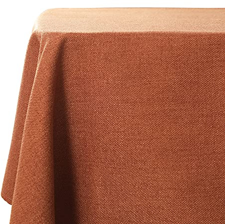 WAITER TREE Tischdecke Leinen Lotuseffekt Tischtuch Abwaschbar Eckig Tischwäsche für Esstisch Küche Hochzeit Alltag Verwenden Dinnerpartys Dekoration Terracotta 140 x 240 cm