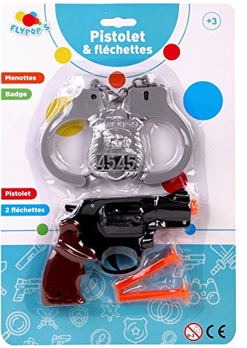 FLYPOP'S - Polizei-Set - Verkleidungszubehör - 183406 - Schwarz - Kunststoff - Polizist - Kinder-Spielzeug - Karneval - Kostüm - 14 cm x 9,5 cm - Ab 3 Jahren