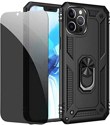 JOYTAG Hülle für iPhone 12 Pro Max Schwarz handyHülle mit Anti-Spähen Privatsphäre Schützen Folie Blickschutzfolie