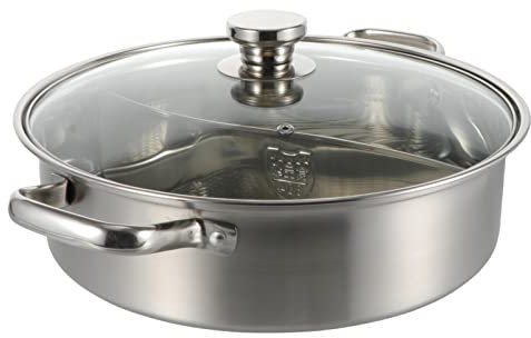 Happyyami Stainless Steel Two-Flavor Hot Pot Divider Material for Induction Gas Stoves Kitchenware for Versatile Cooking and Different Tastes