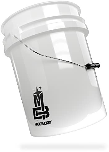 MAGIC BUCKET Wash Bucket for Car Hand Wash White 5 US Gallons Approx. 20 Litres Compatible with Grit Guard, Detail Guardz Dirt Lock, Chemical Guys Dirt Trap, Gamma Lids Lid