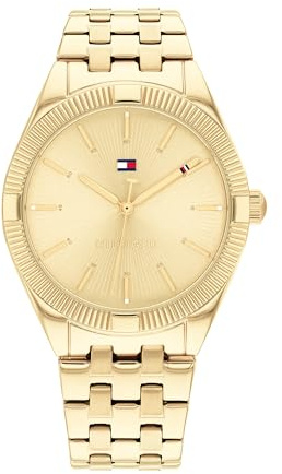 Tommy Hilfiger Analog Quarzuhr für Damen mit Goldfarben Edelstahlarmband - 1782550