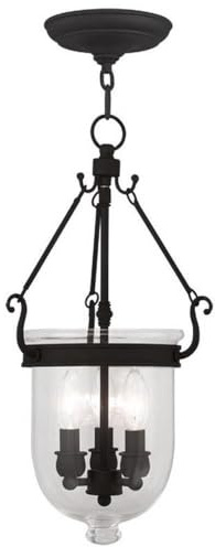 Bailey Street Home Height Chain Lantern in Traditional Style 10 inches Wide by 20 inches High-Black Finish 218-Bel-1260906