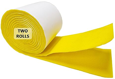 Jtnohx Filz Selbstklebend Filzrolle 10cmx2.5m Filzband Gelb Filzstoff | 2 Rollen Selbstklebend Weich Filzstreifen Rückseite Kleber Filzgleiter für Basteln Bilderrahmen Möbel 1.4 mm dick(Gelb)