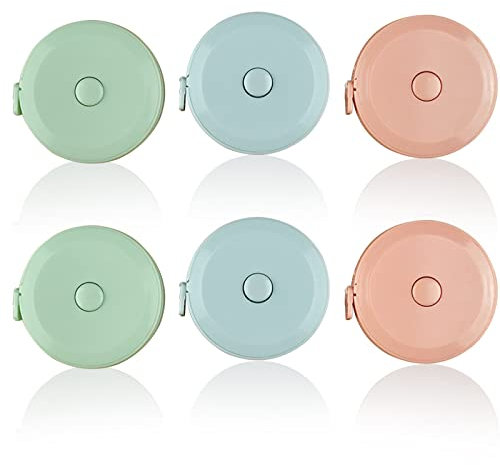 Firschoie 6 Pezzi Metro a Nastro Retrattile Morbido, 60 inch / 150 cm metro a nastro flessibile, Comodo metro a nastro retrattile, Per misurare la lunghezza, taglio della cucitura, busto/vita