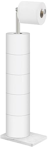Support de papier toilette autoportant, 6 rouleaux moderne en acier inoxydable pour salle de bain avec rangement en nickel brossé, base en marbre, Naturous
