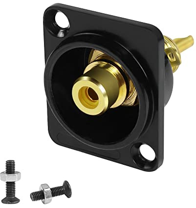 QIANRENON Plaqué or RCA panneau Montage Adaptateur RCA femelle à souder Borne AV Connecteur RCA souder Prise, XLR-panel/D-panel Montage, pour audio vidéo TV haut-parleur amplificateur, Jaune