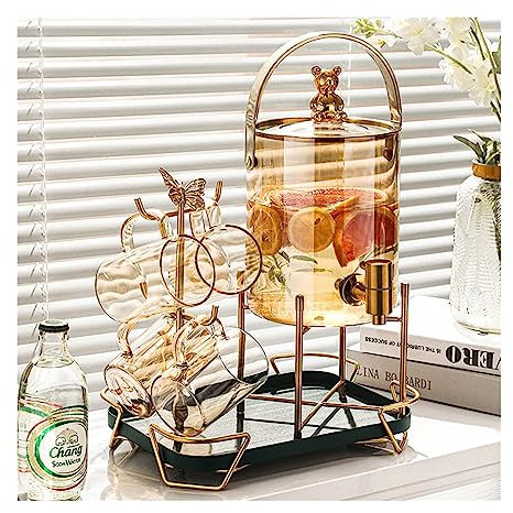 Jarra de Agua Hervidor frío con grifo, hervidor de hielo, cubo for bebidas, cubo for té de frutas, hervidor frío de vidrio, resistente a altas temperaturas for el hogar Jarra de Agua Cristal ( Color :