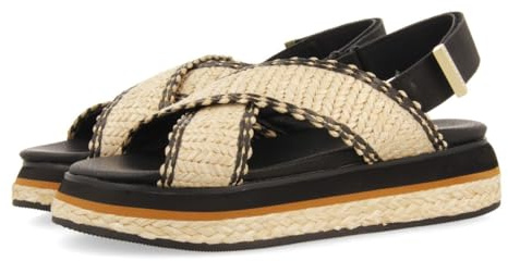 SANDALIAS DEPORTIVAS CON TIRAS DE RAFIA Y PLATAFORMA PARA MUJER ODRIE