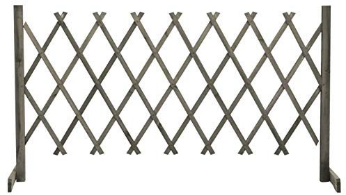 Homgoday Traliccio da Giardino Grigio 150x80 cm in Massello di Abete, Cancello per Recinzione da Esterno Cancello per Giardino, Porta Staccionata Pedonale Barriera per Cortile Cancelletto da Giardino