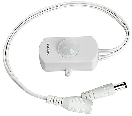 SENSKY DC 12 V bis 24 V 3 A Mini Dimmbarer PIR-Bewegungsmelder-Schalter Belegungssensor-Schalter für Waffensicher, DIY-LED-Beleuchtung, Küchenschrank (weiß mit Lichtsensor)