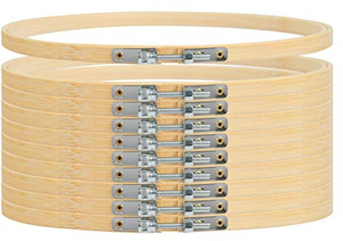 ANNTIM 10 Stück Runder Stickrahmen 20 cm, Embroidery Hoop, Bambus Stickrahmen Holz 20 cm, Kreuzstich Ring Stickrahmen Holz Set für Kunsthandwerk Handliches Nähen, DIY Handwerk Nähen