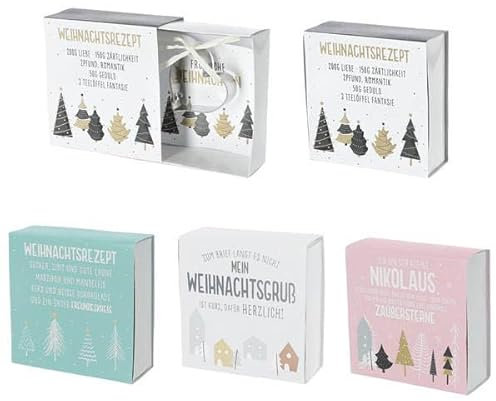 KAMACA 4er Set Geschenkschachtel für Geldgeschenke kleine Geschenke Geschenkverpackung Geld aus stabiler Pappe mit Grußkarte Weihnachten (4er Set Geldgeschenkbox mit Keksausstecher Herz/Stern)