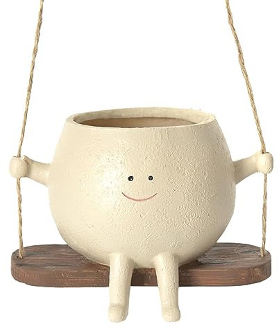 Besreey Maceta Colgante Con Columpio Y Cara De Sonrisa - Pequeña Maceta Para Pared Y Exterior