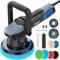 Dual Action Car Polisher, 900W Orbital Polisher 5 & 6-inch Plates, Random Orbital 9mm Car Buffer Polisher Machine, 6 Variable Speeds 2000-6400 OPM, for Car Detailing/Waxing/Polishing