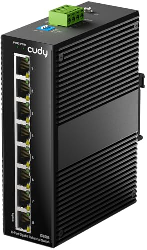 Cudy Commutateur 8 Ports Gigabit Industriel, Professionnel, IG1008 | 8 ports GbE robustes, isolation des ports / mode DIP 250 m, Plug & Play, IP40, -40 à 85 °C, double entrée CC, pr