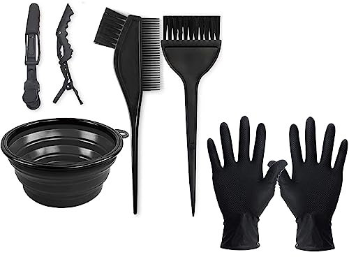 Tools for Hair Colouring Kit - 6PCS Colouring Tint Tool Brush Kit - Hair Dying Tools Kit including Hair Tinting Bowl,2Dye Brushes,2 Hair Clips,Hair Dye Bowl&2 Gloves,DIY Salon Hair Coloring Tools Set