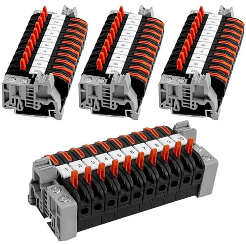 Keuyeo Morsettiere per Guida DIN 40 Pezzi 0,08-4 Mm² Morsetti per Guida DIN Pct-211 Kit Morsettiera Nera Cablaggio Rapido Connettore Elettrico per Progetti di Automazione