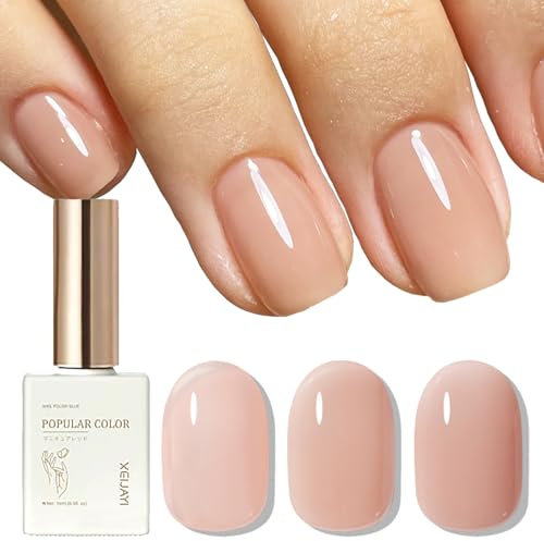Pink Jelly Gel Nail Polish, Nude Neutral Builder Primer Soak off LED Gel Nail Varnish for Girls DIY Nail Art at Home, 15ML