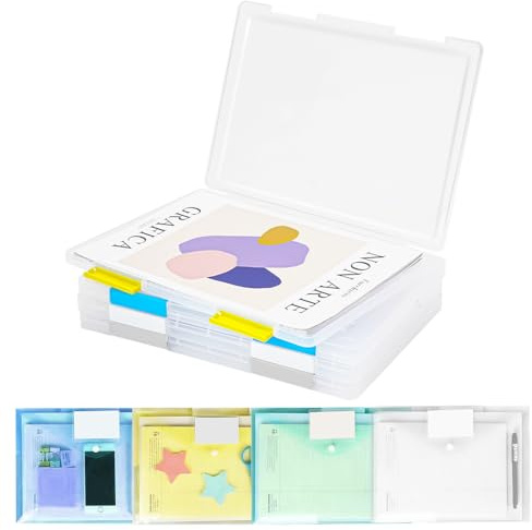 MOAMUN 8 Dokumenten Organizer Set, Archivbox A4 Dokumentenbox A4 und Dokumentenmappe A4 mit Tab, Transparente Wasserdichte Heftbox, Papier Aufbewahrung Sammelbox für Briefe Zeitschriften Fotografien
