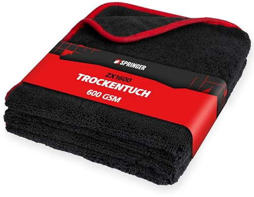 SPRINGER ZX1600 - - Paño de Microfibra 90 x 60 cm - - Paño de Microfibra Súper Absorbente - Transpirable y Lavable a Máquina - Seguro para la Pintura & Sin Pelusas - Toalla para Cuidado del Auto