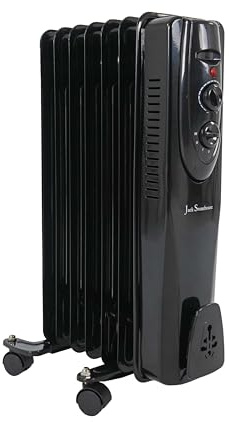 Jack Stonehouse 1.5KW or 2KW Oil Filled Radiator | Free Standing Heater 3 Power Settings 7 or 9 Fin Portable for Home Low Energy Silent Plug In Black 1500W