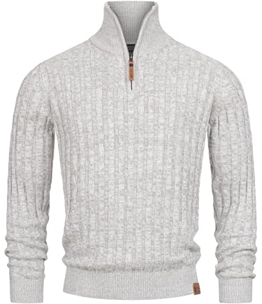 Indicode Herren INHector Strickpullover mit Stehkragen und Reißverschluss | Klassischer Herrenpullover für Business und Freizeit, Strickoberteil, Strickpullover, Freizeitpullover, Pullover für Männer