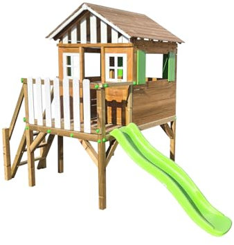 MASGAMES - Maison surélevée Lollipop XL - Hauteur 90 cm - Avec toboggan - Usage domestique - Avec kit d'ancrage