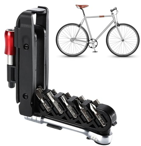 Herramienta de reparación de neumáticos de bicicleta, juego de llaves de trinquete de bicicleta - Kit de reparación de neumáticos de bicicleta de aleación de aluminio, herramientas de reparación de