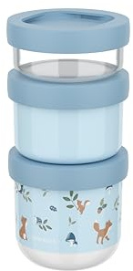 Mepal - Snackbox stapelbar 3-teilig Mio Little Dutch - Stapeln nach Bedarf - Mikrowellen- und Gefrierfachgeeignet - Auslaufsicher - Spülmaschinengeeignet - 100 + 175 + 275 ml - Forest Friends