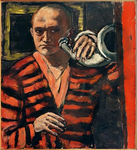 XcBAIHOUD Berühmte Gemälde Kunstdruck Wanddeko Wand Kunstdruck Wanddeko Selbstbildnis mit horn von max beckmann Wall Decoration Bilder für Wohnzimmerdekoration 60x90cm