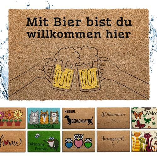 Bodenständig® Kokosmatte Fußmatte Kokos - wetterfest außen | 100% echte Kokosfasern - Kokos Fußmatte außen 40x60cm - extrem robust, ideal zum Schmutz abtreten - Regenfest - viele Motive
