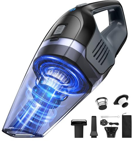 Handheld Vacuum Cleaner, Powerful Suction Portable Lightweight Hand Held Vacum Cordless with 25-30Mins Long Runtime Rechargeable Battery Quick Charge for Home Car Carpet Stairs Pet Hair Cleaning