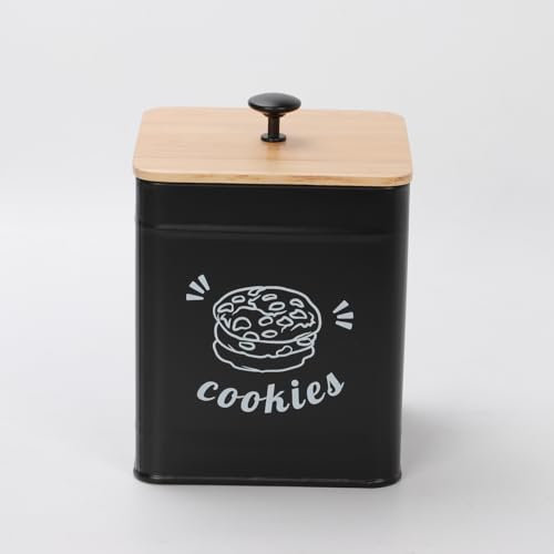 PERFNIQUE 3.5L Cookie Jar with Lid Airtight, Cookie Tin with Bamboo Lid, Cute Cookie Jars for Kitchen Counter Decorative, Food Storage Container for Candy, Cookies, Dessert, Farmhouse Home Decor