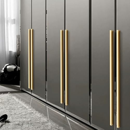 4-Pack Long Modern T-Bar Golden Aluminum Alloy Cabinet Pull Handles with Installation Screws for Large Wardrobes and Closet Doors (Length19.7in (4 pcs))