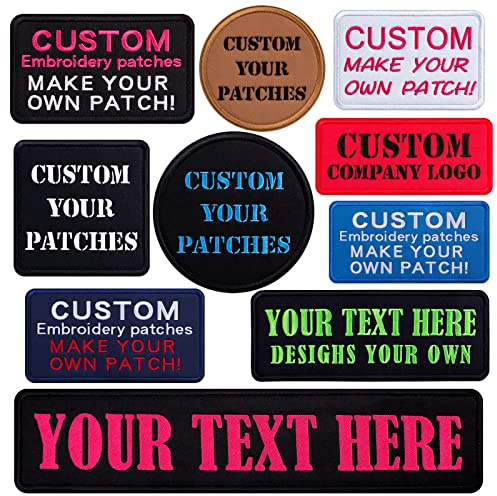 Gestickter Textaufnäher, personalisierbar mit Ihrem Namen/Text, viele Größen und Farben erhältlich, Haken und Schlaufe, zum Aufnähen oder Aufbügeln